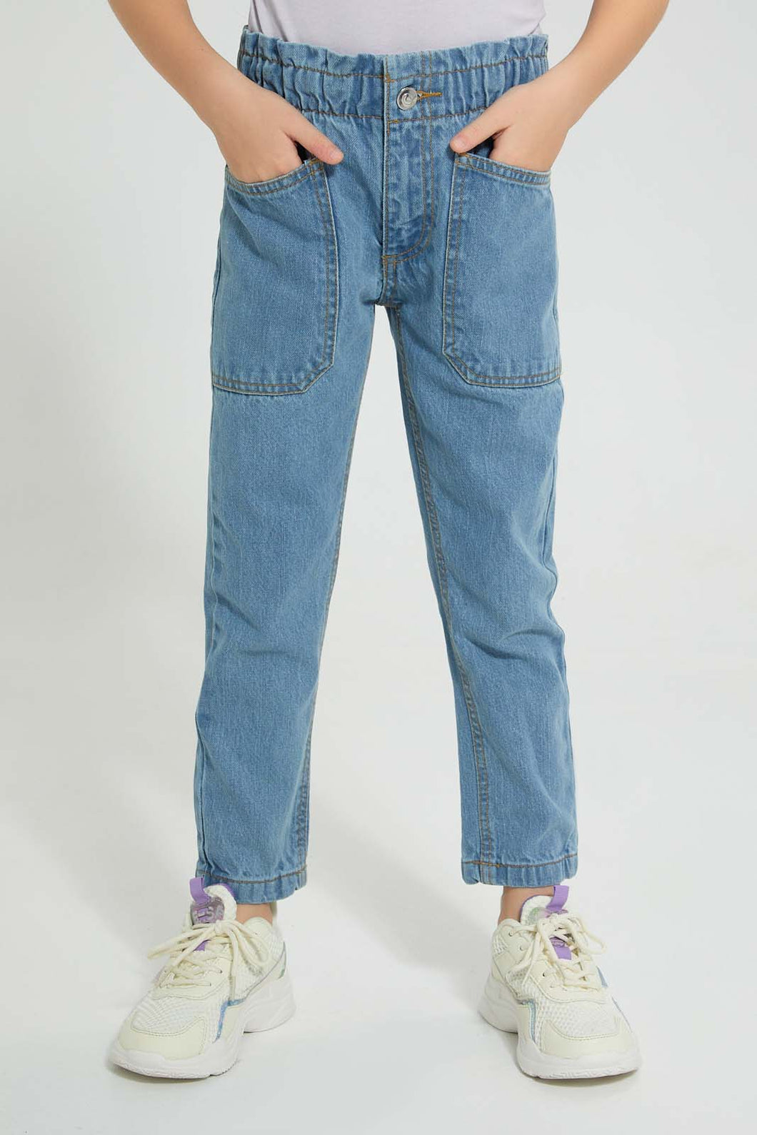 Redtag-Light-Wash-Front-Patch-Pocket-Jean-Colour:Light-Wash,-Filter:Girls-(2-to-8-Yrs),-Girls-Jeans,-New-In,-New-In-GIR,-Non-Sale,-S22A,-Section:Kidswear-Girls-2 to 8 Years