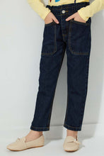 Load image into Gallery viewer, Redtag-Denim-Blue-Front-Patch-Pocket-Jean-Colour:Denim,-Filter:Girls-(2-to-8-Yrs),-Girls-Jeans,-New-In,-New-In-GIR,-Non-Sale,-S22A,-Section:Kidswear-Girls-2 to 8 Years
