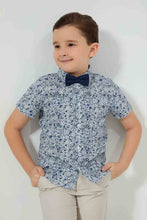 Load image into Gallery viewer, Redtag-Blue-Floral-PrinT-Shirt-And-Bow-Tie-Casual-Shirts-Boys-2 to 8 Years
