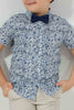 Redtag-Blue-Floral-PrinT-Shirt-And-Bow-Tie-Casual-Shirts-Boys-2 to 8 Years