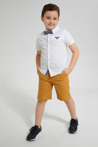 Redtag-White-Short-Sleeve-Shirt-And-Bowtie-Casual-Shirts-Boys-2 to 8 Years