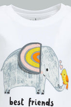 Load image into Gallery viewer, Redtag-White-Elephant-Apllique-Short-Slv-Tshirt-All-Over-Prints-Infant-Boys-3 to 24 Months
