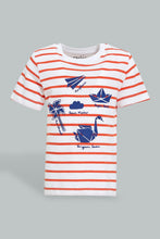 Load image into Gallery viewer, Redtag-Red-Striped-Nautical-Short-Sleeve-Tshirt-All-Over-Prints-Infant-Boys-3 to 24 Months
