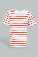 Load image into Gallery viewer, Redtag-Red-Striped-Nautical-Short-Sleeve-Tshirt-All-Over-Prints-Infant-Boys-3 to 24 Months
