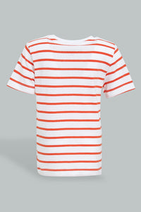 Redtag-Red-Striped-Nautical-Short-Sleeve-Tshirt-All-Over-Prints-Infant-Boys-3 to 24 Months