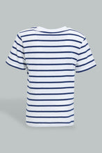 Load image into Gallery viewer, Redtag-Blue-Striped-Nautical-Short-Sleeve-Tshirt-All-Over-Prints-Infant-Boys-3 to 24 Months
