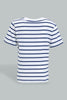 Redtag-Blue-Striped-Nautical-Short-Sleeve-Tshirt-All-Over-Prints-Infant-Boys-3 to 24 Months