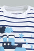 Redtag-Blue-Striped-Nautical-Short-Sleeve-Tshirt-All-Over-Prints-Infant-Boys-3 to 24 Months