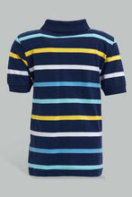 Load image into Gallery viewer, Redtag-Navy-Striped-Short-Sleeve-Polo-Shirt-Striped-Infant-Boys-3 to 24 Months
