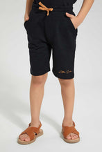 Load image into Gallery viewer, Redtag-Black-Panelled-T-Shirt-And-Short-Set-Sets-Boys-2 to 8 Years
