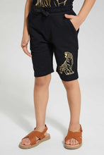 تنزيل الصورة على معرض الصور، Redtag-Black-Tiger-Print--T-Shirt-And-Short-Sets-Boys-2 to 8 Years
