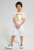 Redtag-White-Tiger-Print--T-Shirt-And-Short-Sets-Boys-2 to 8 Years