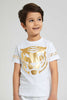 Redtag-White-Tiger-Print--T-Shirt-And-Short-Sets-Boys-2 to 8 Years