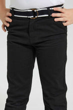 Load image into Gallery viewer, Black Belted Chino Trouser
