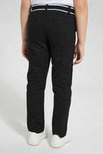 Load image into Gallery viewer, Black Belted Chino Trouser
