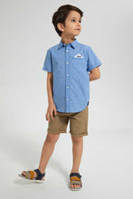 Load image into Gallery viewer, Redtag-Blue-Short-Sleeve-Pocket-Square-Shirt-Casual-Shirts-Boys-2 to 8 Years
