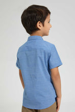 Load image into Gallery viewer, Redtag-Blue-Short-Sleeve-Pocket-Square-Shirt-Casual-Shirts-Boys-2 to 8 Years
