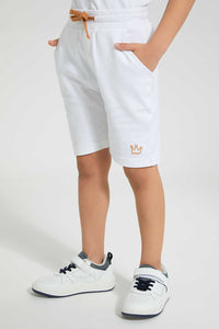 Redtag-White-Henley-And-Short-Set-Sets-Boys-2 to 8 Years