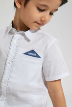 Load image into Gallery viewer, Redtag-White-Short-Sleeve-Pocket-Square-Shirt-Casual-Shirts-Boys-2 to 8 Years
