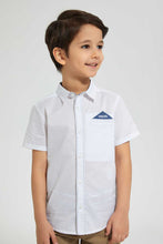 Load image into Gallery viewer, Redtag-White-Short-Sleeve-Pocket-Square-Shirt-Casual-Shirts-Boys-2 to 8 Years
