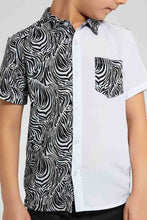 Load image into Gallery viewer, Redtag-White-Zebra-Print-Short-Sleeve-Shirt-Casual-Shirts-Boys-2 to 8 Years
