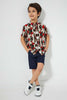 Redtag-Red-Short-Sleeve-Brocade-Shirt-Casual-Shirts-Boys-2 to 8 Years