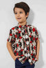 Redtag-Red-Short-Sleeve-Brocade-Shirt-Casual-Shirts-Boys-2 to 8 Years