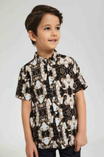 Load image into Gallery viewer, Redtag-Black-Short-Sleeve-Brocade-Shirt-Casual-Shirts-Boys-2 to 8 Years
