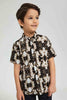 Redtag-Black-Short-Sleeve-Brocade-Shirt-Casual-Shirts-Boys-2 to 8 Years