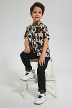 Load image into Gallery viewer, Redtag-Black-Short-Sleeve-Brocade-Shirt-Casual-Shirts-Boys-2 to 8 Years
