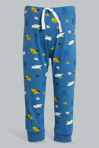 Redtag-White-And-Navy-3-Pack-Shark-Pyjama-Set-Set-Pyjama-Sets-Infant-Boys-3 to 24 Months