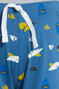Redtag-White-And-Navy-3-Pack-Shark-Pyjama-Set-Set-Pyjama-Sets-Infant-Boys-3 to 24 Months
