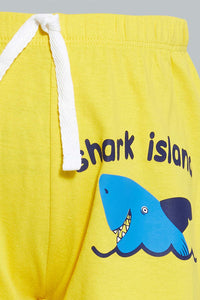 Redtag-White-And-Navy-3-Pack-Shark-Pyjama-Set-Set-Pyjama-Sets-Infant-Boys-3 to 24 Months