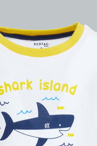 Redtag-White-And-Navy-3-Pack-Shark-Pyjama-Set-Set-Pyjama-Sets-Infant-Boys-3 to 24 Months