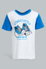 Redtag-White-And-Royal-3-Pack-Shark-Pyjama-Set-Set-Pyjama-Sets-Infant-Boys-3 to 24 Months