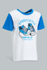 Redtag-White-And-Royal-3-Pack-Shark-Pyjama-Set-Set-Pyjama-Sets-Infant-Boys-3 to 24 Months
