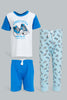 Redtag-White-And-Royal-3-Pack-Shark-Pyjama-Set-Set-Pyjama-Sets-Infant-Boys-3 to 24 Months