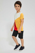 Load image into Gallery viewer, Redtag-Red-Vertical-Cut-And-Sew-T-Shirt-All-Over-Prints-Boys-2 to 8 Years
