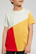Load image into Gallery viewer, Redtag-Red-Vertical-Cut-And-Sew-T-Shirt-All-Over-Prints-Boys-2 to 8 Years
