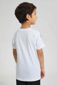 Redtag-White-Party-Print-T-Shirt-Graphic-Prints-Boys-2 to 8 Years