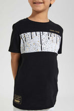 Load image into Gallery viewer, Redtag-Black-Splat-Print-T-Shirt-Graphic-Prints-Boys-2 to 8 Years
