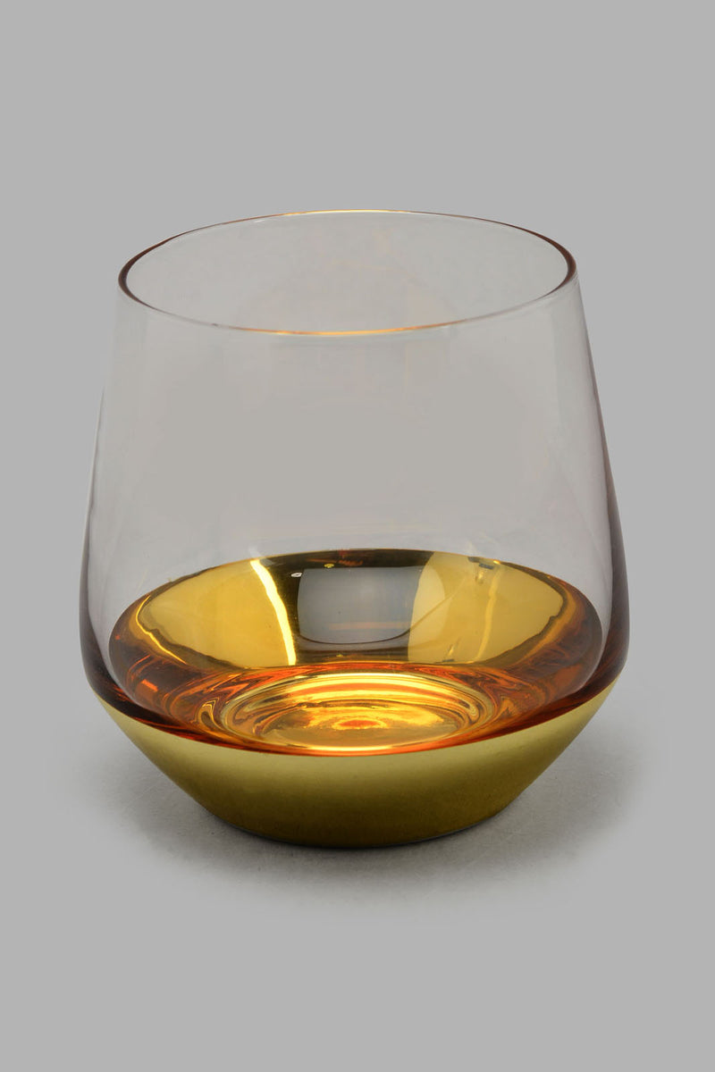 Redtag-Clear/Gold-Plated-Glass-Tumbler-Category:Glasses,-Colour:Gold,-Filter:Home-Dining,-HMW-DIN-Drw-Drinkware,-New-In,-New-In-HMW-DIN,-Non-Sale,-PERIGOLD,-S22B,-Section:Homewares-Home-Dining-