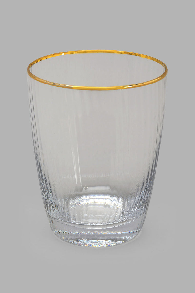 Redtag-Clear/Gold-Rim-Glass-Tumbler-Category:Glasses,-Colour:Gold,-Filter:Home-Dining,-HMW-DIN-Drw-Drinkware,-New-In,-New-In-HMW-DIN,-Non-Sale,-PERIGOLD,-S22B,-Section:Homewares-Home-Dining-