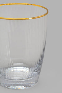 Redtag-Clear/Gold-Rim-Glass-Tumbler-Category:Glasses,-Colour:Gold,-Filter:Home-Dining,-HMW-DIN-Drw-Drinkware,-New-In,-New-In-HMW-DIN,-Non-Sale,-PERIGOLD,-S22B,-Section:Homewares-Home-Dining-