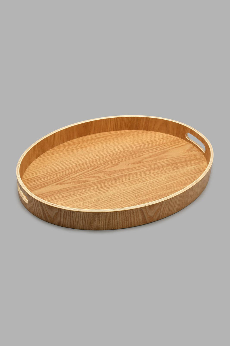 Redtag-Brown-Wooden-Oval-Tray-Trays-Home-Dining-