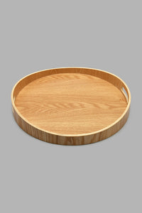 Redtag-Brown-Wooden-Round-Tray-Trays-Home-Dining-