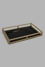 Load image into Gallery viewer, Redtag-Gold-Rectangle-Tray-With-Black-Glass-Trays-Home-Dining-
