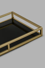 Load image into Gallery viewer, Redtag-Gold-Rectangle-Tray-With-Black-Glass-Trays-Home-Dining-
