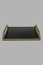 Load image into Gallery viewer, Redtag-Gold-Square-Tray-With-Black-Glass-Trays-Home-Dining-
