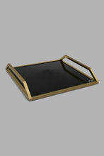 Load image into Gallery viewer, Redtag-Gold-Square-Tray-With-Black-Glass-Trays-Home-Dining-
